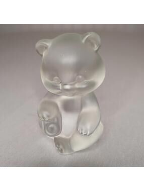 Vintage Fenton Teddy Bear Frosted Satin Glass Crystal Teddy Bear Figurine